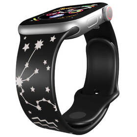 Řemínek Mi-Band na Apple Watch 42/44/45/49 mm - motiv Znamení zvěrokruhu Vodnář, černý 

 obrázek produktu 2 z 3