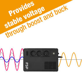 Záložní zdroj FSP ECO 800 FR, 800VA/480W, USB, RJ45, line interactive černý

 obrázek produktu 4 z 6
