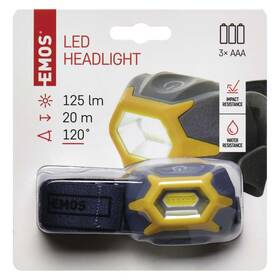 Čelovka EMOS P3532, COB LED, 125 lm, 20m, 3x AAA 

 obrázek produktu 6 z 6
