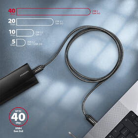 Kabel Axagon NewGEN+ kabel USB-C / USB-C, 1m, PD 100W, 8K HD, pletený černý

 obrázek produktu 5 z 7