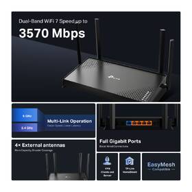 Router TP-Link Archer BE220 Wi-Fi 7 BE3600 černá barva
