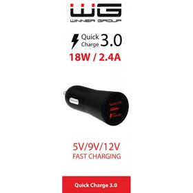 Adaptér do auta WG 1x USB, QC 3.0, 18W černý

 obrázek produktu 1 z 1