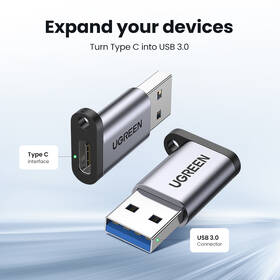 Redukce UGREEN USB-C/USB 3.0 šedá barva
