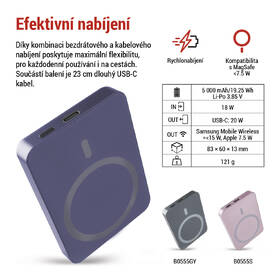 Powerbanka EMOS WI 522, 5 000 mAh, 20 W+Wireless modrá

 obrázek produktu 15 z 19