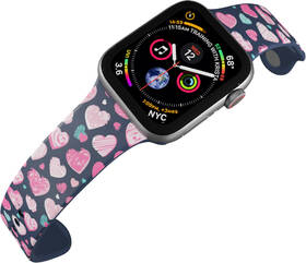 Řemínek Mi-Band na Apple Watch 42/44/45/49 mm - motiv Růžová a modrá srdíčka, modrý 

 obrázek produktu 3 z 3