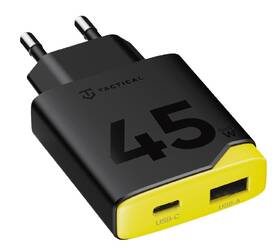 Nabíječka do sítě Tactical Minimi GaN 45W, 1×USB-A/1×USB-C černá/žlutá

 obrázek produktu 1 z 5