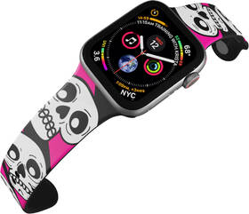 Řemínek Mi-Band na Apple Watch 42/44/45/49 mm - motiv Lebky růžové, černý 

 obrázek produktu 3 z 3