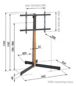 Stojan pro TV Vogel’s TVS 3695B pro úhlopříčky 40" až 77", nosnost 50 kg černý/dřevo

 obrázek produktu 6 z 13
