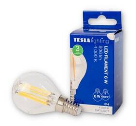 Žárovka LED Tesla Lightning miniglobe filament E14, 6W, denní bílá 

 obrázek produktu 2 z 3