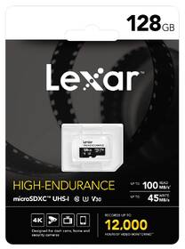Paměťová karta Lexar High-Endurance microSDXC 128GB UHS-I, (100R/45W) C10 A1 V30 U3 

 obrázek produktu 2 z 2