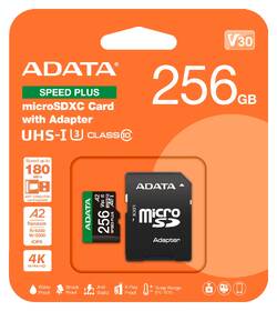 Paměťová karta ADATA Speed Plus MicroSDXC 256GB, U3 (180R/160W) + SD adaptér černá

 obrázek produktu 2 z 2
