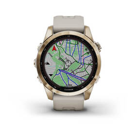Chytré hodinky Garmin fenix 7S Sapphire Solar - Titan Cream Gold/Sand Silicone Band 

 obrázek produktu 1 z 10
