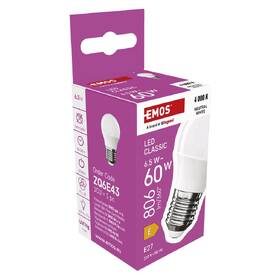 Žárovka LED EMOS Classic Mini Globe, 6,5 W, 806lm, E27, neutrální bílá 

 obrázek produktu 6 z 14