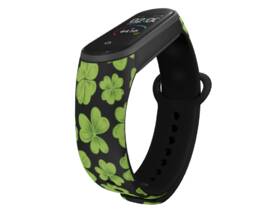 Řemínek Mi-Band na Xiaomi Mi Band 3/4 - motiv Čtyřlístek pro štěstí, černý 

 obrázek produktu 2 z 3