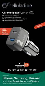 Adaptér do auta CellularLine Car Multipower 2 PRO+, Smartphone Detect, USB, USB-C PD, QC 3.0, 36W černý

 obrázek produktu 2 z 2