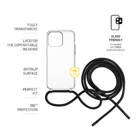 Kryt na mobil FIXED Pure Neck s černou šňůrkou na krk na Apple iPhone 15 Pro průhledný

 obrázek produktu 3 z 3