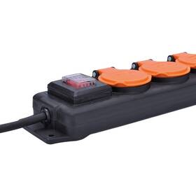 Kabel prodlužovací Solight 4 zásuvky, gumový kabel, vypínač, venkovní, IP44, 10m černý

 obrázek produktu 2 z 2