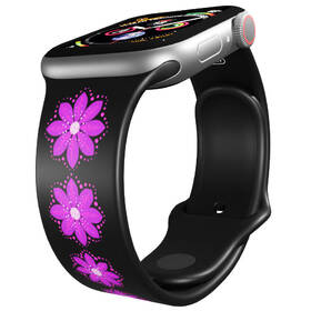 Řemínek Mi-Band na Apple Watch 42/44/45/49 mm - motiv Fialová květina, černý 

 obrázek produktu 2 z 3