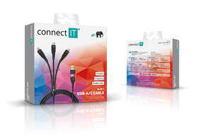 Kabel Connect IT Wirez 6in1 2x USB-C, 1x Lightning, 1,25 m černý

 obrázek produktu 4 z 4
