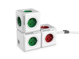 Rozbočovací zásuvka Powercube USB,  4x zásuvka, 2x USB bílá/zelená

 obrázek produktu 3 z 3
