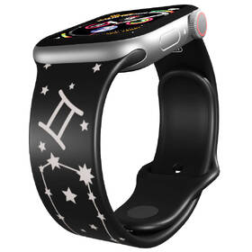 Řemínek Mi-Band na Apple Watch 42/44/45/49 mm - motiv Znamení zvěrokruhu Blíženci, černý 

 obrázek produktu 2 z 3