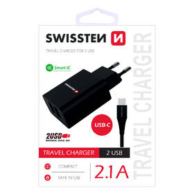 Nabíječka do sítě Swissten 2x USB 2,1 A + USB-C kabel 1,2 m černá

 obrázek produktu 1 z 1