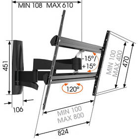 Držák TV Vogel’s WALL 3450 polohovatelný, pro úhlopříčky 55" až 100", nosnost 55 kg 

 obrázek produktu 6 z 6