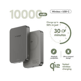 Powerbanka PanzerGlass empower Qi2 10000 mAh, MagSafe šedá

 obrázek produktu 4 z 8