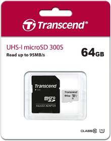 Paměťová karta Transcend 300S microSDXC 64GB UHS-I U1 (95R/25W) + adapter 

 obrázek produktu 2 z 2