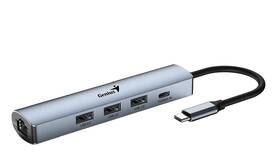 USB Hub Genius UH-545, USB-C/3x USB 3.0, 1x USB-C, 1x RJ-45 šedý

 obrázek produktu 1 z 2