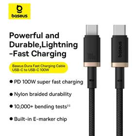 Kabel Baseus Dura USB-C/USB-C, 100W, 1m černý/zlatý

 obrázek produktu 9 z 16