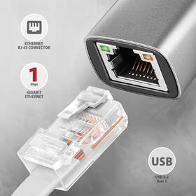 Síťová karta Axagon USB-C 3.2 Gen 1 - Gigabit Ethernet šedá barva
