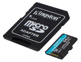 Paměťová karta Kingston MicroSDXC 64GB U3 UHS-I (200R/160W) + adaptér 

 obrázek produktu 1 z 4