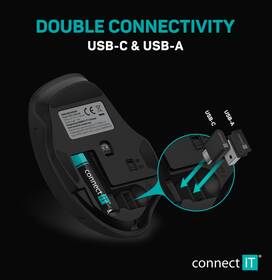 Myš Connect IT Dual SmartSwitch USB/USB-C červená barva
