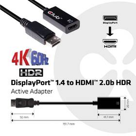 Redukce Club3D DisplayPort 1.4/HDMI 2.0b 

 obrázek produktu 3 z 6