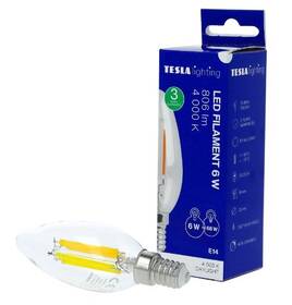 Žárovka LED Tesla Lightning filament svíčka E14, 6W, denní bílá 

 obrázek produktu 2 z 3