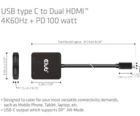 USB Hub Club3D USB-C / 2xHDMI + USB-C PD 3.0 černý

 obrázek produktu 3 z 6