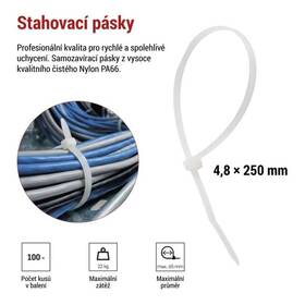 Stahovací pásky EMOS 250×4,8MM, 100KS bílé

 obrázek produktu 6 z 8