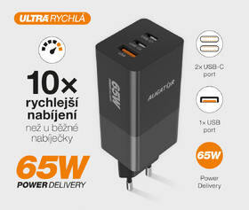 Nabíječka do sítě Aligator GaN, PD 65W, 2xUSB-C + USB černá

 obrázek produktu 2 z 4