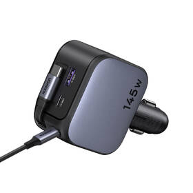 Adaptér do auta UGREEN 2×USB-C, USB, 145W, se zatahovacím kabelem šedý

 obrázek produktu 3 z 6