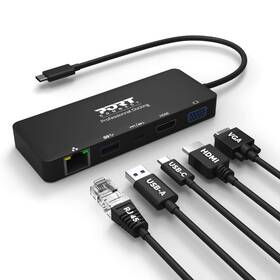 USB Hub PORT CONNECT USB-C/LAN, HDMI, VGA, USB-C PD 3.0 85W, USB-A černý

 obrázek produktu 2 z 6