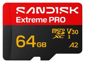 Paměťová karta SANDISK 64GB UHS-I U3 (200R/90W) + SD apaptér 

 obrázek produktu 1 z 3
