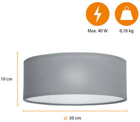 Stropní svítidlo Smartwares 30 cm šedé

 obrázek produktu 7 z 7