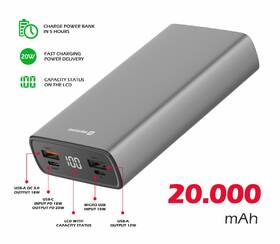 Powerbanka Swissten Aluminium 20 000mAh 20W šedá

 obrázek produktu 1 z 2
