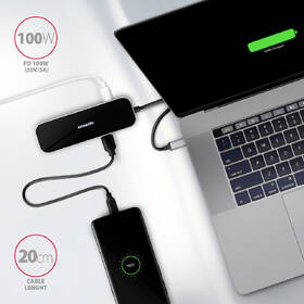 USB Hub Axagon USB 3.2 Gen 1 hub, 3x USB-A, HDMI 4k/60Hz, RJ-45 GLAN, PD 100W, kabel USB-C 20cm šedý

 obrázek produktu 4 z 7