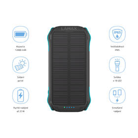 Powerbanka LAMAX Journey 12 000mAh černá/tyrkysová

 obrázek produktu 5 z 10