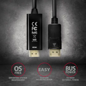 Kabel Axagon DisplayPort / HDMI 1.4, 1.8m, 4K/30Hz černý

 obrázek produktu 4 z 4