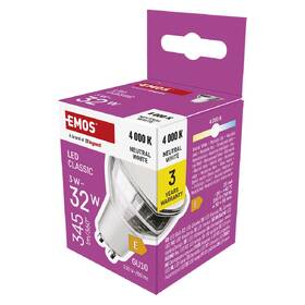 Žárovka LED EMOS bodová, 3W, 345lm, GU10, neutrální bílá 

 obrázek produktu 5 z 13
