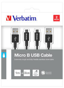 Kabel Verbatim USB/micro USB, 1m + 0,3m černý

 obrázek produktu 2 z 2