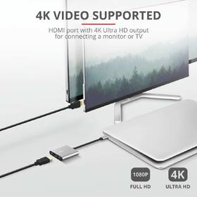 USB Hub Trust Dalyx 3v1 USB-C/USB, HDMI, USB-C PD 100W šedá barva
